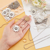 DIY Pendant Necklace Making Kit, Including Alloy Flower Pendant Cabochon Settings, Glass Cabochons, Iron Cable Chains Necklace Making, Antique Silver & Stainless Steel Color, 24pcs/box