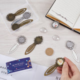 DIY Blank Dome Bookmark Making Kit, Including Flat Round Zinc Alloy Bookmarks Settings, Glass Cabochons, Antique Bronze & Antique Silver, 16Pcs/box