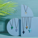 Cross Gemstone Pendants Sets, Natural & Synthetic, with Metal Findings, 26x15x4mm, Hole: 6x3mm