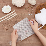 DIY Cherry Decoration Shoulder Bag Making Kits, including Thick Wool Yarns, Imitation Leather Fabric, Plastic Mesh Canvas Sheet, Iron Findings, Magnetic Clasp, Linen, 22x13x5cm