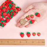 60Pcs 2 Style Resin Cabochons, Imitation Food, Strawberry, Red, 15~23x16~17x5.5~10mm, 30pcs/style