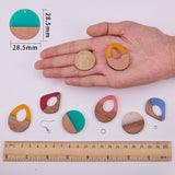 6 Pairs DIY Dangle Earring Making Kits, with Brass Earring Hooks, Teardrop & Flat Round Resin & Walnut Wood Pendants, Mixed Color, 28.5~37.5x27.5~28x2.5~4mm, Hole: 1.5mm