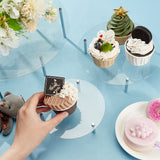 4 Sets 4 Styles Round Acrylic Cupcake Riser Holder, Acrylic Desserts Dispaly with Stainless Steel Bar, Clear, 15~300x3.5~10cm, 1 set/style
