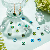 100 Pcs 50 Style Glass Cabochons, Half Round with Evil Eye Pattern, Mixed Color, Mixed Color, 10mm, 2pcs/style
