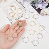24Pcs 2 Colors Brass Hoop Earring Findings, Ear Wire, Ring, Real Gold Plated & Real Platinum Plated, 21 Gauge, 24.5~25x1.2mm, Pin: 0.7mm, 12Pcs/color