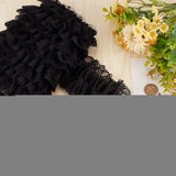 5 Yards 3-Layer Pleated Polyester Chiffon Lace Trim, for Costume Decoration, Black, 4 inch(100mm)