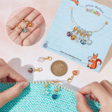 Heart Pendant Stitch Markers, Electroplate Glass Crochet Lobster Clasp Charms, Locking Stitch Marker with Wine Glass Charm Ring, Mixed Color, 2.2cm, 5 colors, 2pcs/color, 10pcs/set, 2 sets/box
