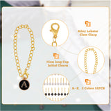 Flat Round with Letter A~Z Alloy Enamel Pendant Decorations, with Alloy Lobster Claw Clasp and Iron Side Twisted Chain, Golden, 150mm, 2 colors, 26pcs/color, 52pcs/set