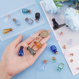 18Pcs 18 Colors Glass Cork Bottles Ornament, Glass Empty Wishing Bottles, DIY Vials for Pendant Decorations, Mixed Color, 2.3~2.8cm