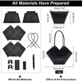 DIY PU Leather Knitting Crochet Tote Bags, with PU Leather Bag Bottom & Cover, Strap and Wax Cords, Black, 29x42x0.15cm