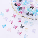 Transparent Spray Painted Glass Charms, with Glitter Powder, Butterfly, Mixed Color, 9.5x11x3mm, Hole: 0.8mm, 160pcs/box