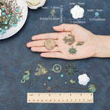 202Pcs DIY Retro Ocean Style Earring Making Kits, Including Alloy Beads & Pendants & Bead Caps, Synthetic Turquoise, Freshwater Shell Pendants, Brass Earring Hooks, Iron Findings, Antique Bronze & Blue Patina