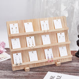 3-Tier Rectangle Wooden Earring Display Card Stands, Tabletop Earring Display Card Organizer Holder, Navajo White, Finish Product: 14x40x28.5cm