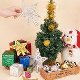 4Pcs 4 Style Plastic Christmas Treetop Star Ornament, for Christmas Tree Decorations, Mixed Color, 143~170x146x17~21mm, Hole: 13.5~17mm, 1pc/style