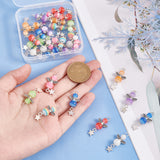 4 Sets Alloy Transparent Stripe Resin Beads Pendants, Angel Charm with Star, Antique Silver & Silver, Mixed Color, 31mm, Hole: 3.5mm, Pendant: 10x8x1mm, 8pcs/set