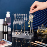 1 Set Acrylic Earring Display Stands, Clothes Hanger Shaped Earring Organizer Holder with 10Pcs 2 Styes Hangers, Clear, 15.3x8.3x15cm