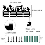 Sports Theme Iron Medal Hanger Holder Display Wall Rack, 3-Line, with Screws, Baseball, 130x290mm, Hole: 5mm