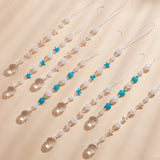 Glass Teardrop Pendant Decorations, with Tortoise/Starfish Synthetic Turquoise, Nylon Thread for Car Ornaments, 300mm, 8pcs/set