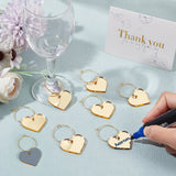 Acrylic Heart Wine Glass Charms, with Brass Hoop Earring Findings, Yellow, 52mm, 24pcs/set