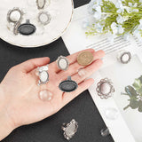 DIY Finger Ring Making Kits, with Transparent Glass Cabochons and Vintage Adjustable Iron Finger Ring Components, Alloy Cabochon Bezel Setting, Antique Silver, Size: 7, Inner Diameter: 17mm, 9pcs/set
