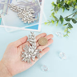 2Pcs Crystal Rhinestone Ornament Accessories, Based on No-Woven Fabric, Flower, DIY Costumes, Shoes, Bags Accessories for Wedding, Party, Platinum, 100x55mm