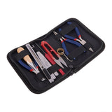 Set of 10 Pieces Jewelry Making Beading Tool Kit With Black Zippered Case Accessories