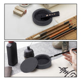 2Pcs 2 Style Stone Calligraphy Inkstone and Rectangle Inker, Calligraphy and Painting Research Ink Supplies, Black, 1pc/style