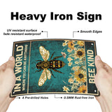 Vintage Metal Tin Sign, Iron Wall Decor for Bars, Restaurants, Cafes Pubs, Rectangle, Bees Pattern, 300x200x0.5mm