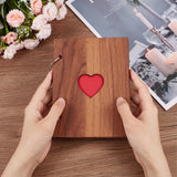 6 Inch Hollow Heart Wooden Cover Loose-leaf Scrapbooking Photo Album, 30 Black Pages DIY Handmade Picture Albums, for Memory Book, Saddle Brown, 161x120x3mm