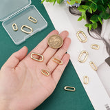 Real 18K Gold Plated 12Pcs 3 Styles Brass Spring Gate Rings, Oval, Platinum & Golden, 16~23x7~13x2.5~3.5mm(7~10 Gauge), Inner Diameter: 12~17x3.5~7.5mm, 4pcs/style