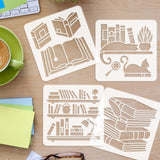 4Pcs 4 Styles PET Hollow Out Drawing Painting Stencils, for DIY Scrapbook, Photo Album, Bookshelf, 150x150mm, 1pc/style