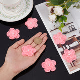 20Pcs 3D Flower Polyester Lace Computerized Embroidery Ornament Accessories, with Imitation Pearl Beads, for DIY Clothes, Bag, Pants, Shoes Decoration, Hot Pink, 45x45x6.5mm