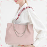 PU Leather Woven Bag Handles, with Alloy Swivel Clasps, for Bag Straps Replacement Accessories, Pink, 44x2.2x2cm