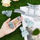 7Pcs 7 Styles Mini Sandstone Bridge & Resin Torii Gate/Lion/Ksitigarbha Buddha/Monks, Micro Landscape Bonsai Fish Tank Decoration Accessories, Dark Gray, 22.5~85x25~75x24~89mm, 1pc/style