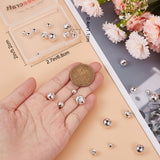 32Pcs 4 Style Eco-Friendly Brass Beads, Long-Lasting Plated, Lead Free & Cadmium Free, Round, 925 Sterling Silver Plated, 5~10mm, Hole: 1.2~2.3mm, 8pcs/style