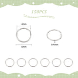 150Pcs 925 Sterling Silver Open Jump Rings, Round Rings, Silver, 26 Gauge, 5x0.4mm, Inner Diameter: 4mm