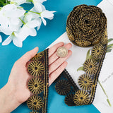 5 Yards Polyester Lace Trim, Embroidery Ancient Hanfu Lace Ribbon, Flower, Black, 1-1/8~2 inch(28~50mm)