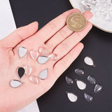 DIY Jewelry Making, with 304 Stainless Steel Pendant Cabochon Settings and Clear Glass Cabochons, teardrop, Stainless Steel Color, Tray: 14x10mm, 17.5x10.5x1.5mm, Hole: 1.6mm, 50pcs/box