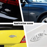 Zinc Alloy Car Stickers, DIY Car Decorations, Ichthys/Jesus Fish, for Easter, Platinum, 102x33x4mm, 4pcs/box