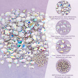 362Pcs 16 Style Sew on Rhinestone, Glass Rhinestone, with Platinum Iron Prong Settings, Garments Accessories, Mixed Shapes, Crystal AB, 3~18x3.5~13x2.5~7mm, Hole: 0.8~1.2mm