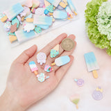 50Pcs 10 Styles Opaque Resin Cabochons, Imitation Food, Ice Cream Mix-shaped, Mixed Color, 23.5~52.5x12~23x4~8mm, 5pcs/style