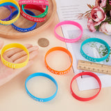 20Pcs 20 Style Motivational Quotes Silicone Cord Bracelets Wristbands, Mixed Color, Inner Diameter: 2-3/8 inch(6cm), 1Pc/style