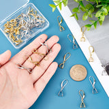 4 Sets 2 Colors Brass Smooth Earring Hooks, with Ice Pick Pinch Bails, Mixed Color, 27~28mm, Pin: 1mm, 10pcs/set, 2 sets/color