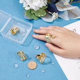 DIY Blank Dome Ring Making Kit, Including Glass Cabochons, Flat Round Brass Cuff Finger Rings Components, Golden, 12Pcs/box