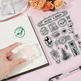 4Pcs 4 Styles Retro Stamp Theme Clear Silicone Stamps, for DIY Scrapbooking, Photo Album Decorative, Cards Making, Mixed Shapes, 110~195x110~160x2.5~2.8mm, 1pc/style