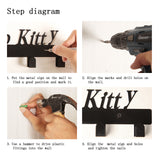 Iron Wall Mounted Hook Hangers, Decorative Organizer Rack, with Iron Screws & Plastic Plug, for Bag Clothes Key Scarf Hanging Holder, Word Family, Electrophoresis Black, 151x283mm