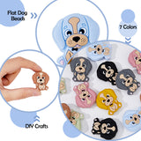 14Pcs 7 Colors Silicone Focal Beads, Baby Chew Teething Beads, Dog, Mixed Color, 28x25x9mm, Hole: 2mm, 2pcs/color