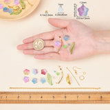 DIY Flower Dangle Earring Making Kits, Including Glass Beads, Acrylic & 304 Stainless Steel & Iron Pendants, Brass Beads & Chains & Earring Hooks, Iron Findings, Mixed Color, 12x13x3mm, Hole: 1.2mm, 4 colors, 10pcs/color, 40pcs/box