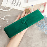 Velvet Necklace Box, Double Flip Cover, Rectangle Necklace Display Holder, for Valentine's Day, Anniversary Jewelry Gift Storage, Green, 22x5.9x2.9cm