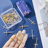 40Pcs 2 Colors Alloy Connector Charms, Cadmium Free & Lead Free, Sideways Cross Links, Platinum & Golden, 39x17x2mm, 20pcs/color